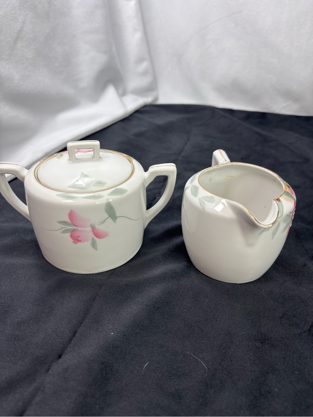 Vintage 1920's Noritake Hand-painted Sugar and Creamer Azalea Pattern # 19322 - Picture 7 of 9